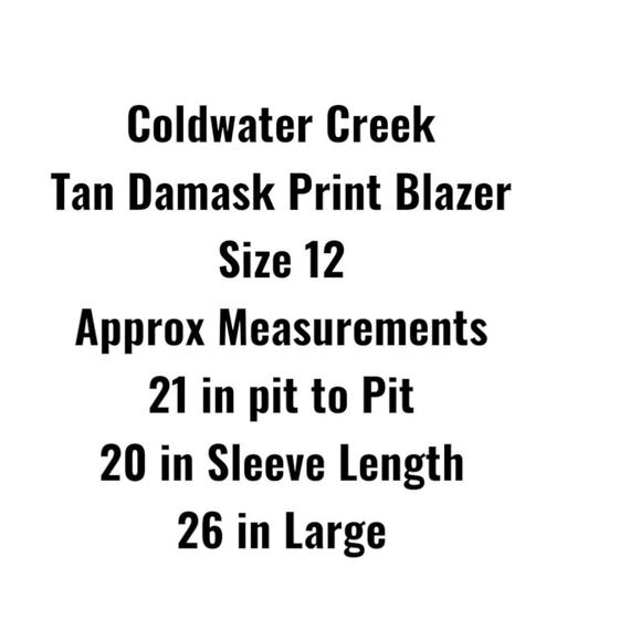 Coldwater Creek Jacket Women’s SZ 12 Tan Demask Abstract Print Open Lined Cotton - Picture 3 of 10